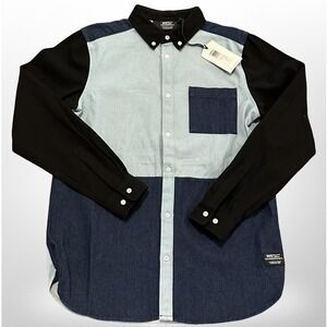 WeSC Oden Colorblock Denim Button Up Shirt Men's S / Women's M Streetwear NWT